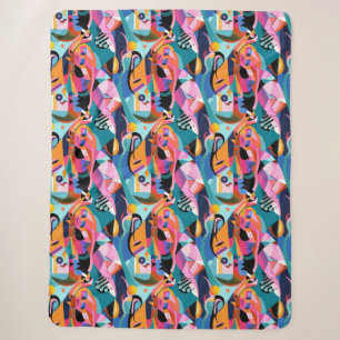 Colourful Surreal Abstract Pattern Sherpa Blanket