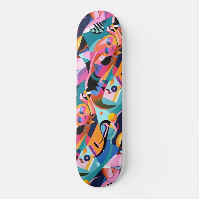 Colourful Surreal Abstract Pattern Skateboard (Front)
