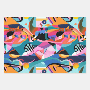 Colourful Surreal Abstract Pattern Wrapping Paper Sheet