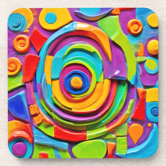 Colourful Surreal Sculpture Play Coaster (Front)