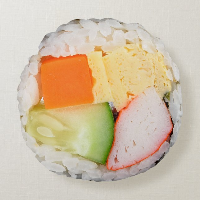 Colourful Sushi Photo Japanese Cuisine Round Cushion (Front)