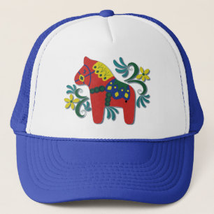 Colourful Swedish Dala Horse Trucker Hat