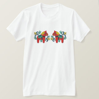 Colourful Swedish Dala Horse Twins T-Shirt