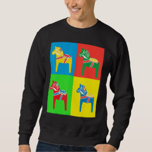 Colourful Swedish Dala Horses Dalecarlian Horse Sq Sweatshirt