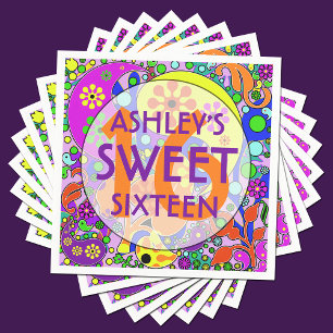 Colourful Sweet 16 Birthday Party Napkins