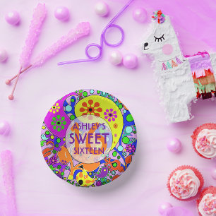 Colourful Sweet 16 Birthday Party Paper Plate