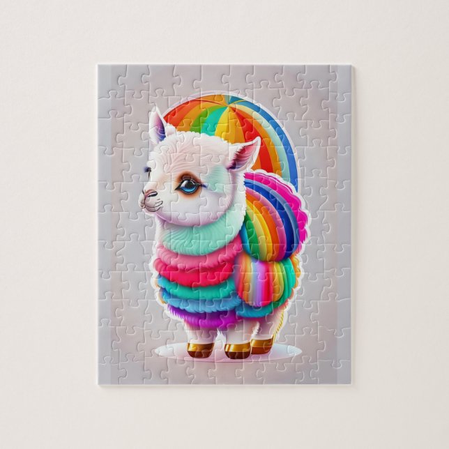 Colourful Sweet Baby Little Alpaca Jigsaw Puzzle (Vertical)