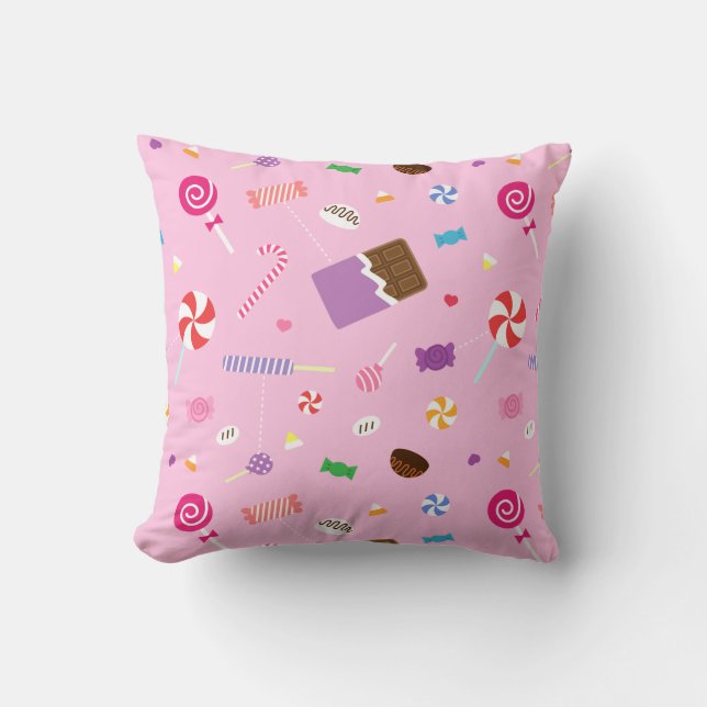 Colourful Sweet Candy Pink Pattern For Girls Room Cushion (Front)