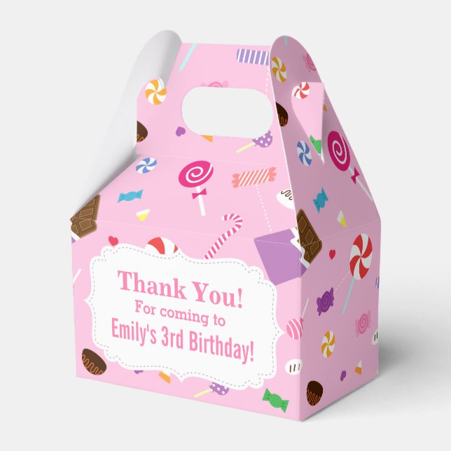 Colourful Sweet Candy Pink Pattern Party Favour Bo Box (Front Side)