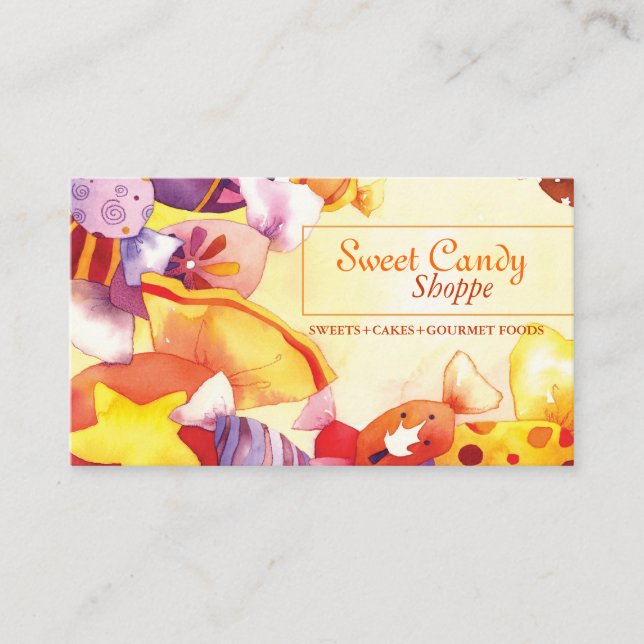 Colourful Sweet Candy Shop Business Card (Front)