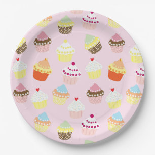 Colourful Sweet Cupcakes Pattern Paper Plates