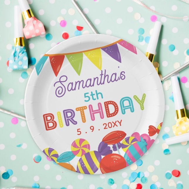 Colourful Sweet Fun Candy Theme Birthday Party Paper Plate ( Colorful Sweet Fun Candy Theme Birthday Party Paper Plate)