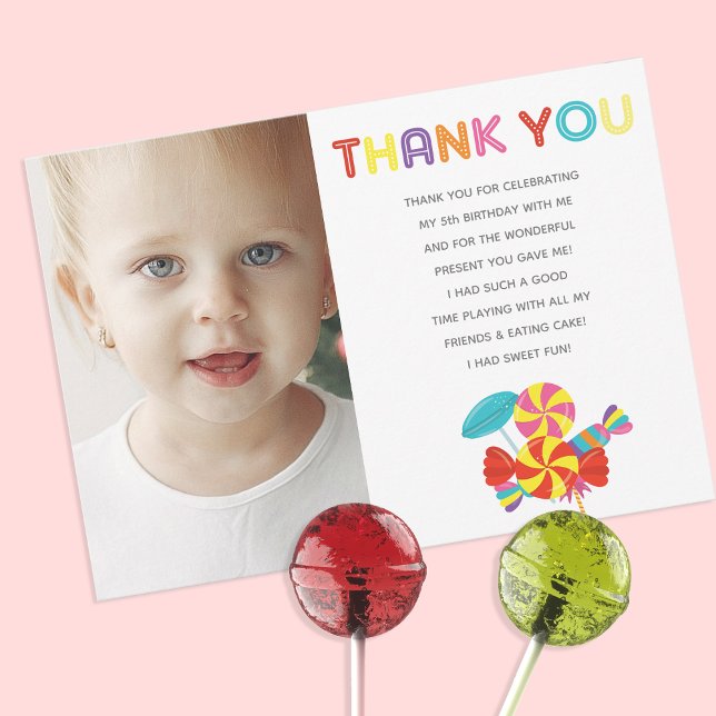 Colourful Sweet Fun Candy Theme Birthday Thank You Card (Colorful Sweet Fun Candy Theme Birthday Thank You Card )