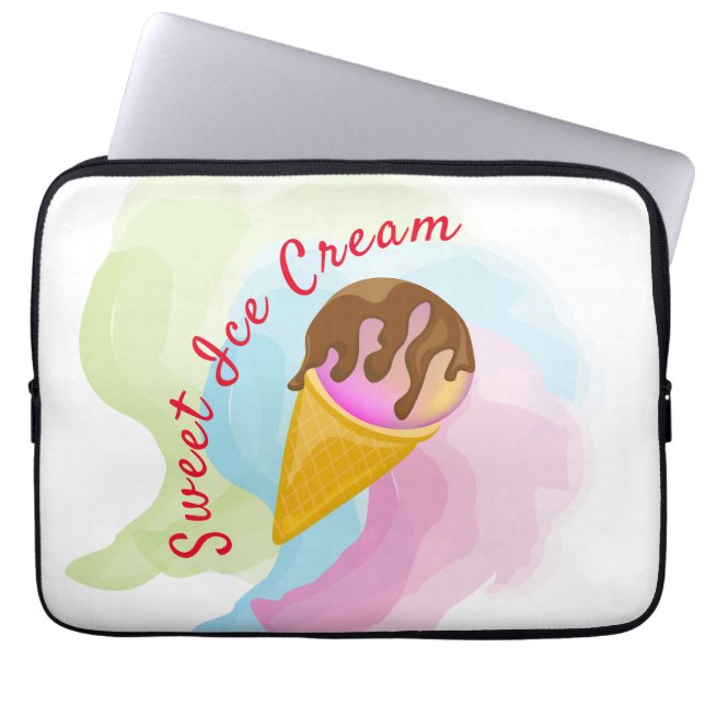 Colourful sweet ice cream in a cone laptop sleeve (Front)