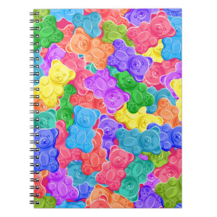 Colourful sweet jelly bears, gummy candies. Seamle Notebook