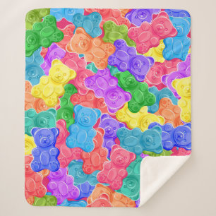 Colourful sweet jelly bears, gummy candies. Seamle Sherpa Blanket