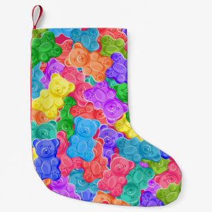 Colourful sweet jelly bears, gummy candies. Seamle Small Christmas Stocking