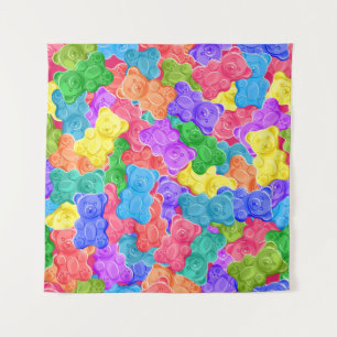 Colourful sweet jelly bears, gummy candies. Seamle Tapestry