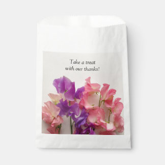 Colourful sweet peas favour bags