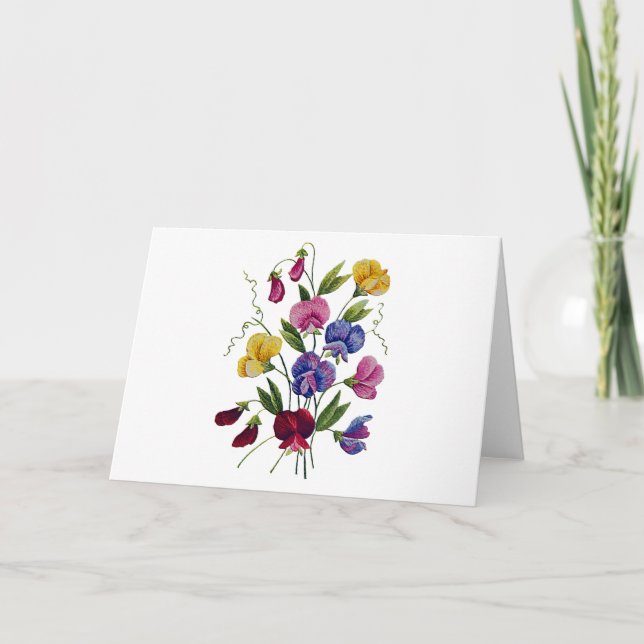Colourful Sweet Peas Holiday Card (Front)