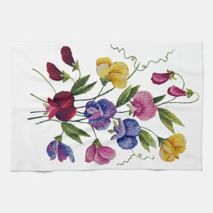 Colourful Sweet Peas Tea Towel