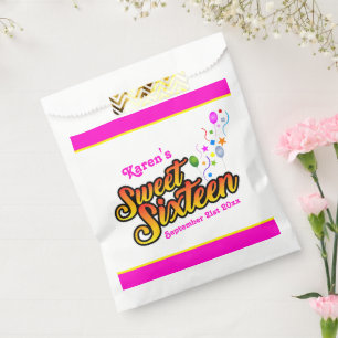 Colourful Sweet Sixteen with Balloons and Streamer Favour Bags