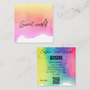 Colourful  Sweets Qr Code Modern Square Bus Square Business Card