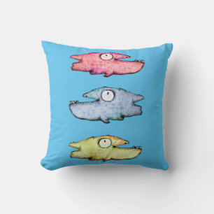 Colourful swimming happy fish cushion