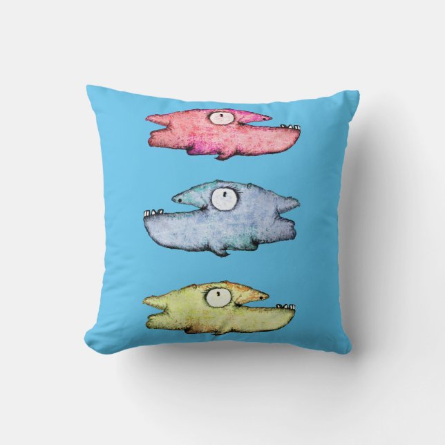Colourful swimming happy fish cushion (Front)