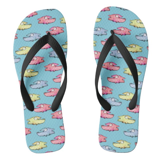 Colourful swimming happy fish jandals (Footbed)