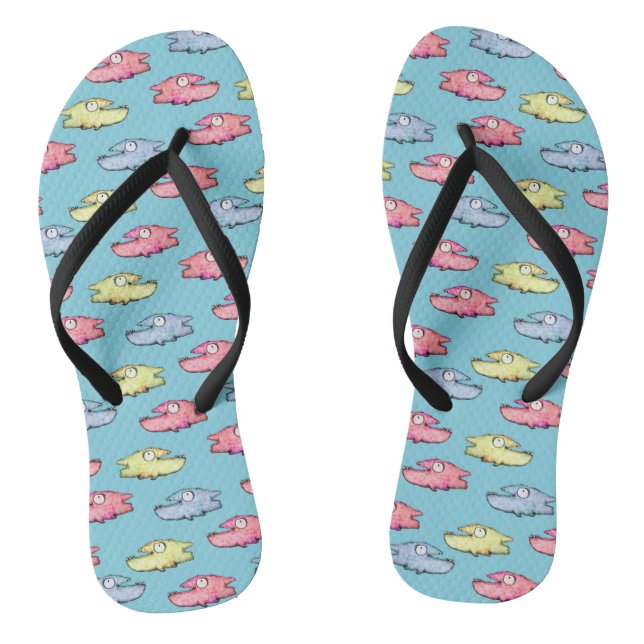 Colourful swimming happy fish jandals (Footbed)
