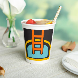Colourful Swimming Pool Icon Paper Cups