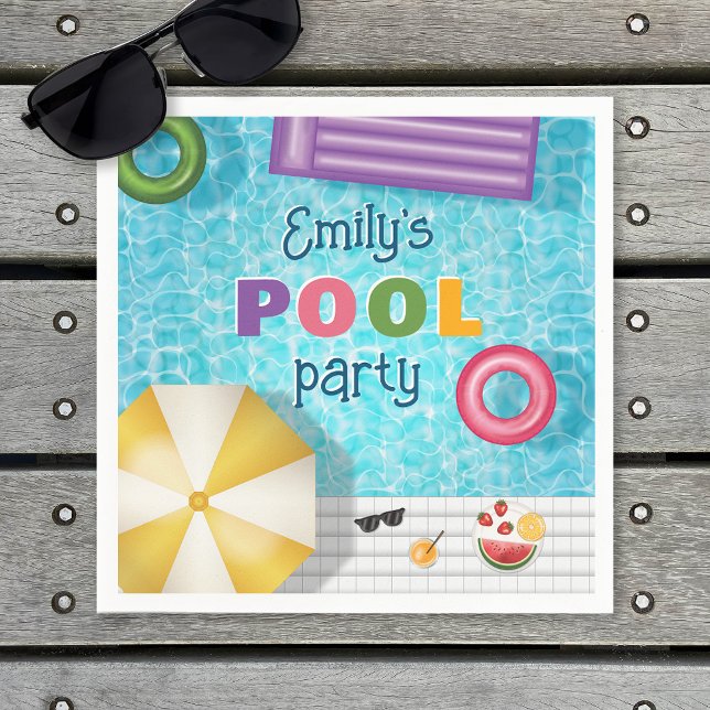 Colourful Swimming Pool Water Summer Pool Party Napkin (Creator Uploaded)