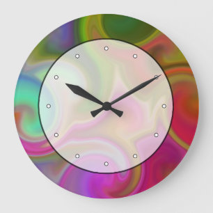 Colourful Swirl Abstract. Large Clock