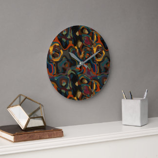 colourful swirl abstract large clock