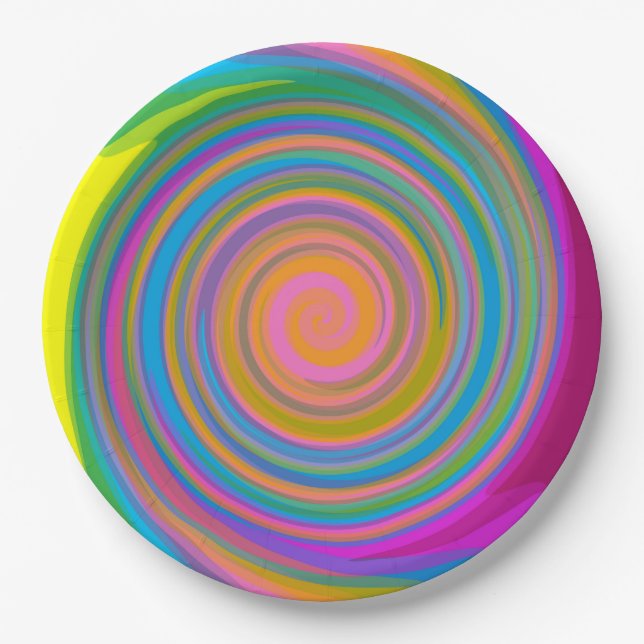 Colourful swirl design paper plate (Front)