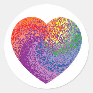 Colourful Swirl Heart Round Small 1 1/2" Sticker