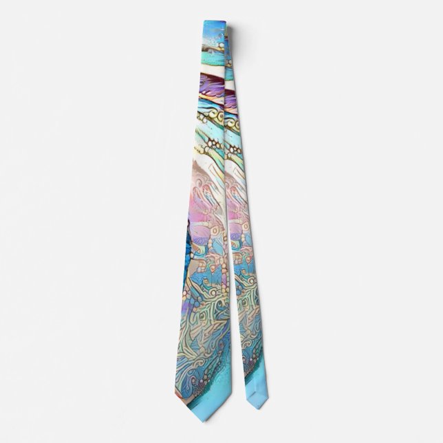 Colourful swirl leaves of exotic flower  tie (Front)