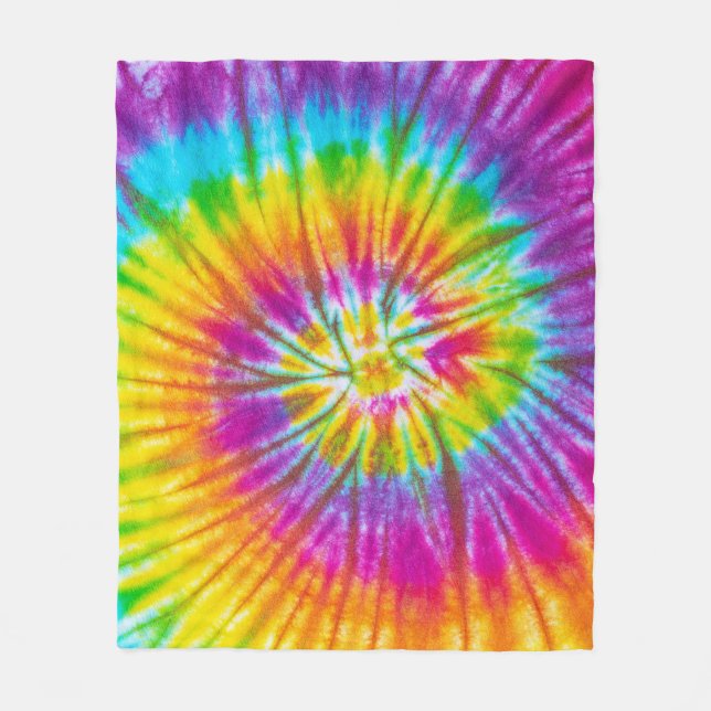 Colourful Swirl Tie-Dye Abstract. Fleece Blanket (Front)