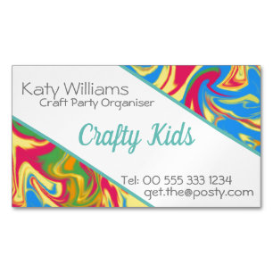 Colourful Swirling Paint Magnetic Business Card
