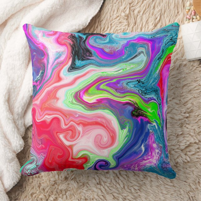 Colourful Swirls Abstract Fluid Art Cushion (Blanket)