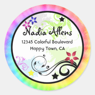 Colourful Swirls and Tie Dye Address Label