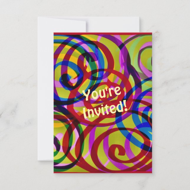 Colourful Swirls Invitation (Front)
