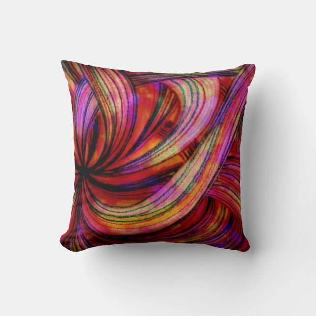 Colourful Swirls, Painted Crayon Abstract Cushion (Front)
