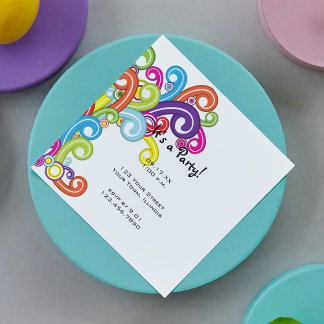 Colourful Swirls Party Invitation
