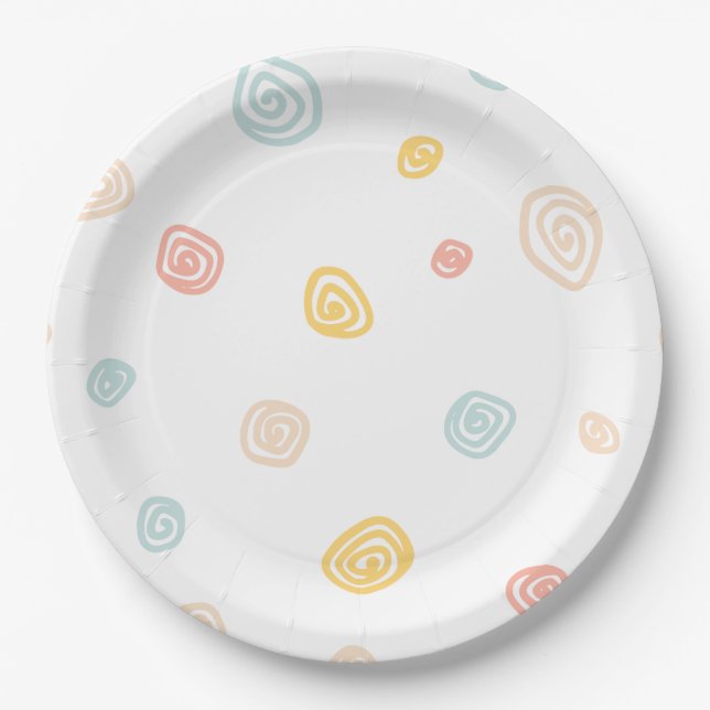 Colourful Swirls Party Plate (Front)