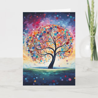 Colourful Swirly Dot Tree of Life Nature Card