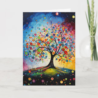 Colourful Swirly Tree of Life Nature Card