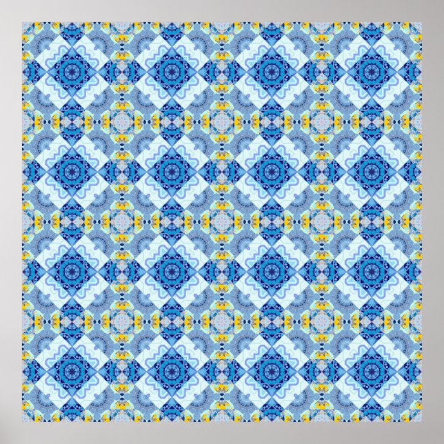Colourful symmetrical seamless pattern, design in  poster (Front)