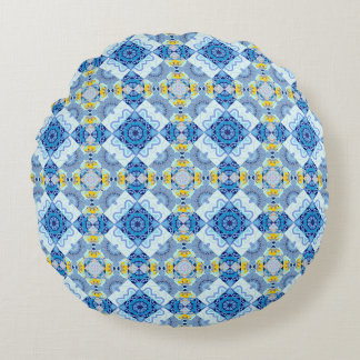 Colourful symmetrical seamless pattern, design in  round cushion